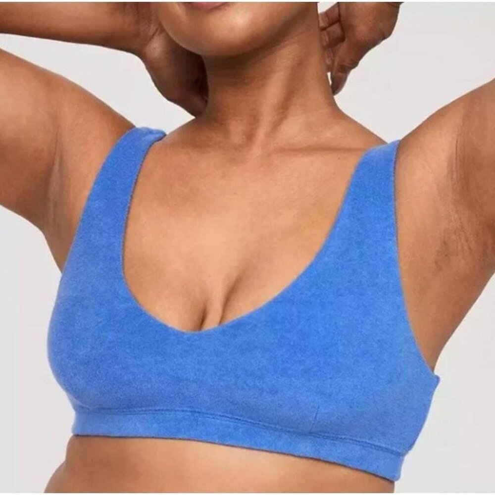 NEW Aerie Offline Terry Recharge Least Support Bra Blue Size Large L